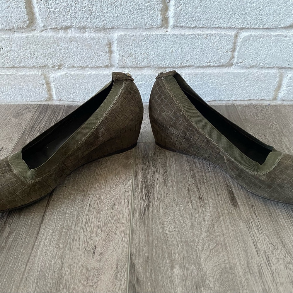 Stuart Weitzman Green Leather Wedge Heels Shoes Women’s Size 9 N - Picture 5 of 9